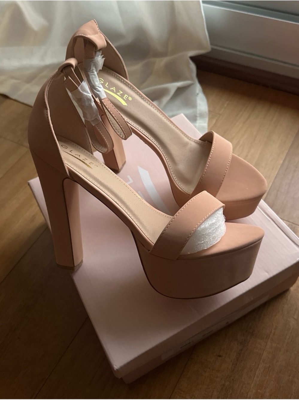 Glaze Blush Platform Block Heel Sandals